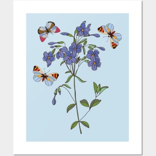 Botanical illustration a plant and a butterfly Posters and Art